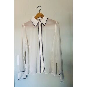 Alice + Olivia Willa Relaxed Placket Silk Top size M